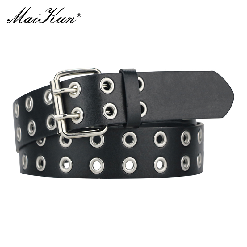 Streetwear Brand Belts - MaiKunผู้หญิงPunk Gothเข็มขัดหนังผู้หญิงGrungeเข็มขัดฮาโลวีนหัวเข็มขัดคู่สำหรับกางเกงยีนส์Streetwear