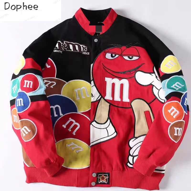Streetwear Brands - 2025 สไตล์อเมริกันอินเทรนด์แบรนด์คู่เสื้อผ้า Hip Hop เย็บปักถักร้อยแจ็คเก็ตหลวมคอชุดเบสบอล Streetwear
