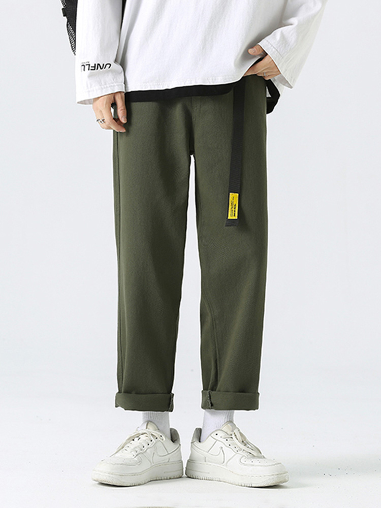 Streetwear Brand Belts - Sycpman สายรัดกางเกงชายทรงตรงแฟชั่น, กางเกงขายาวสไตล์ญี่ปุ่นสตรีทแวร์ผ้าฝ้ายฮาราจูกุ