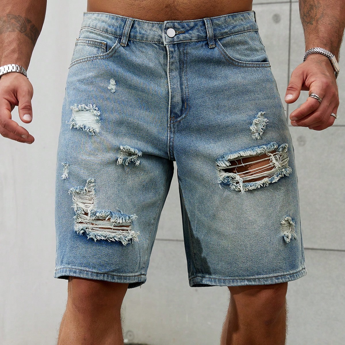 Streetwear Brand Fashion - แฟชั่นใหม่สำหรับผู้ชายเสื้อผ้าแบรนด์ยีนส์ขาสั้นลายขาดเบอร์มิวดากางเกงขาสั้นผ้าฝ้ายระบายอากาศผ้าเดนิมสตรีทแวร์กางเกงขาสั้นผู้ชาย