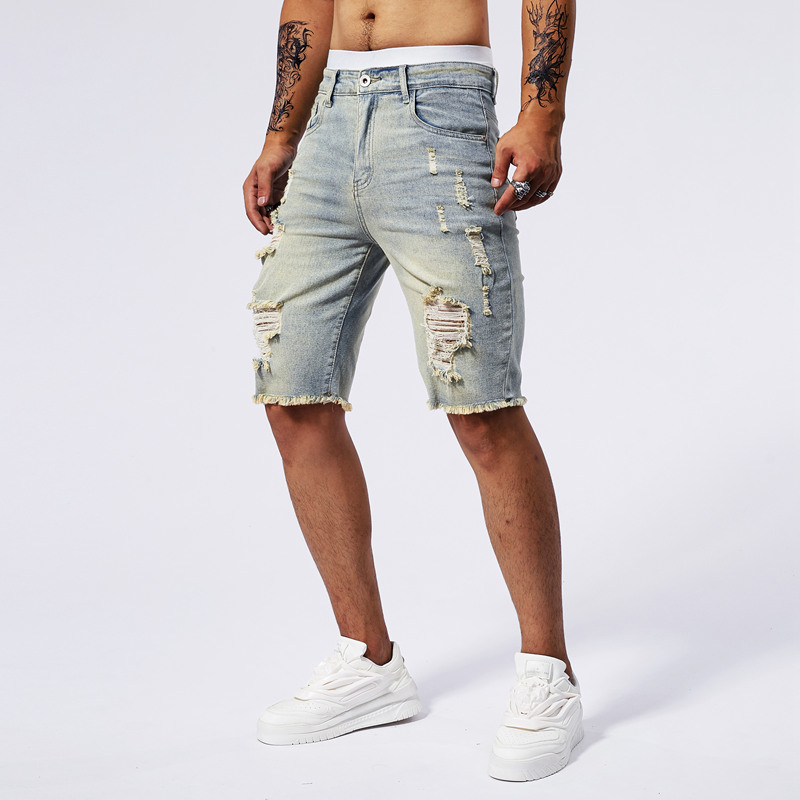 2025 ฤดูร้อนใหม่ผู้ชาย Ripped  - Streetwear Brand Fashion บทวิจารณ์และราคา