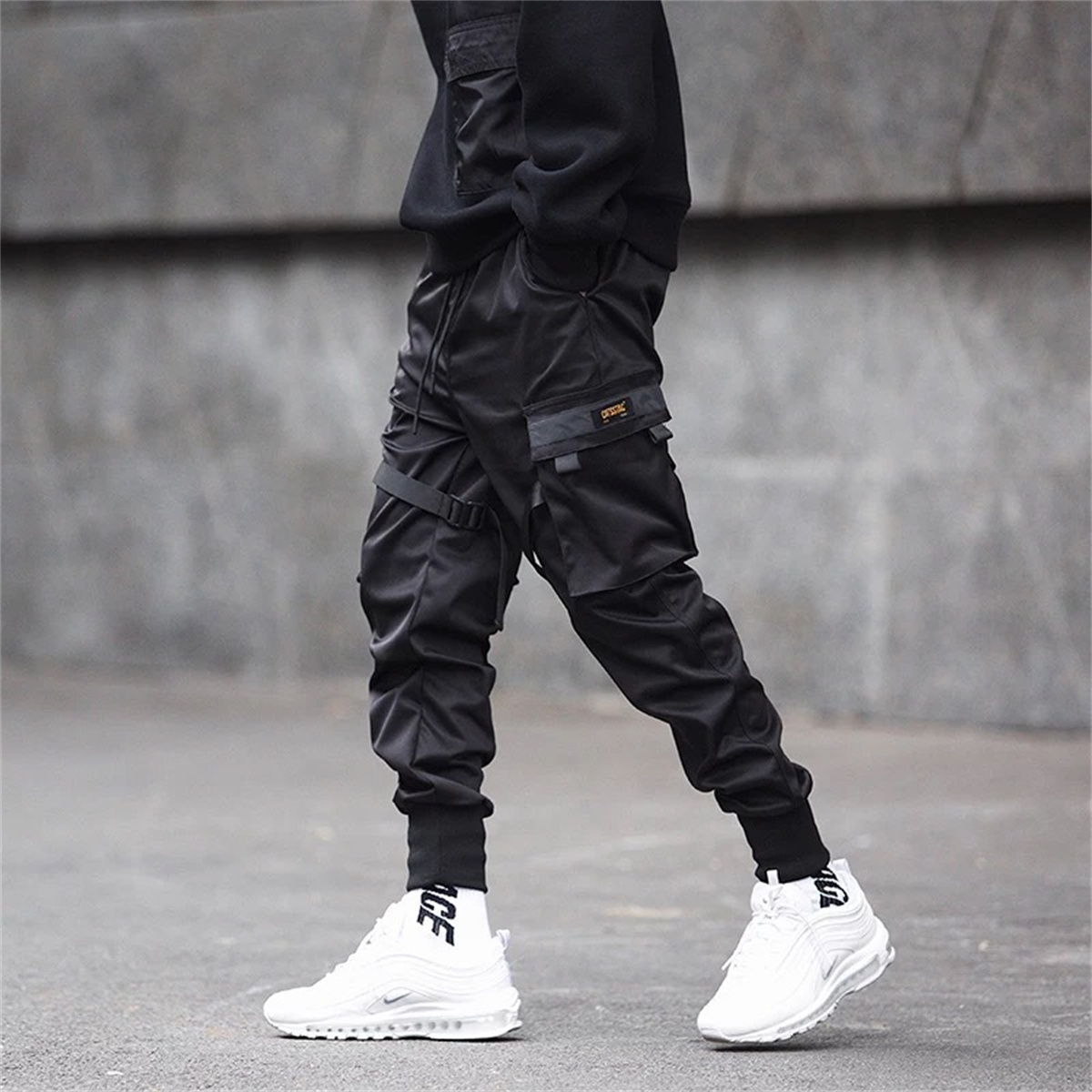 กางเกงคาร์โก้ฮิปฮอปสีดำสำหรับผ - Streetwear Brand Fashion บทวิจารณ์และราคา